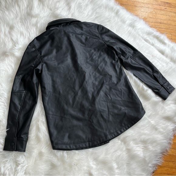 Calvin Klein Faux Leather Shirt Jacket - Picture 2 of 5